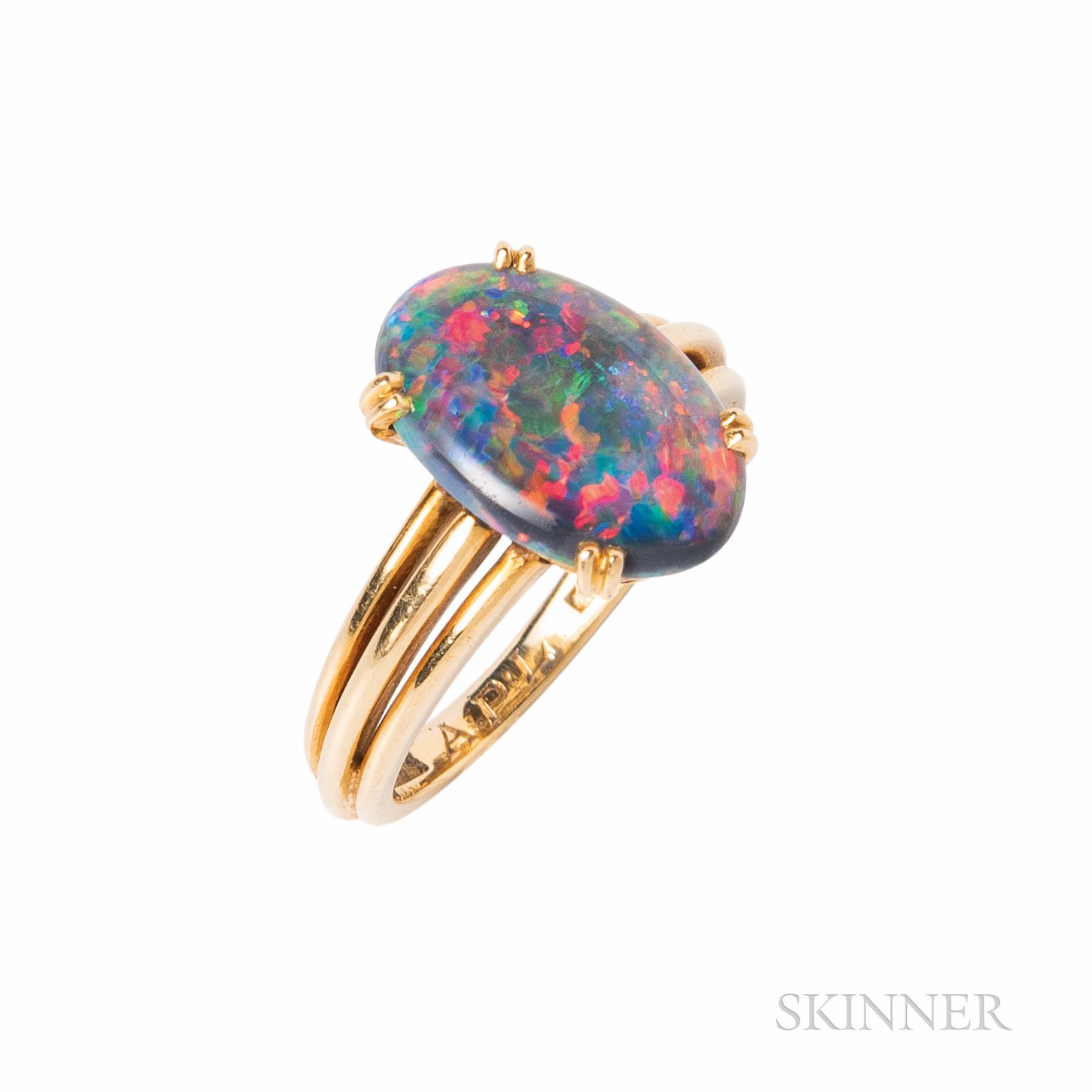 Sold at auction Cartier 18kt Gold and Black Opal Ring Auction